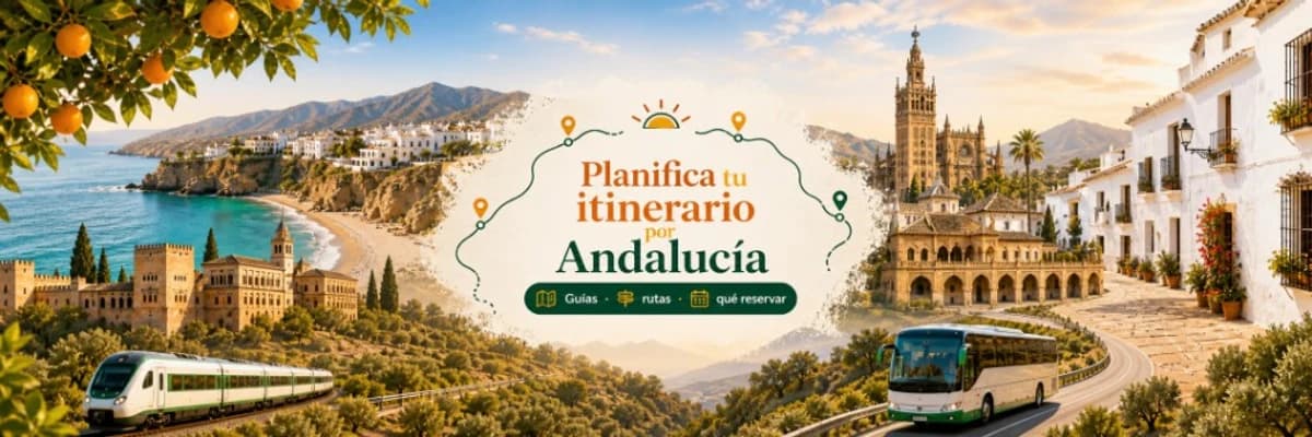 Ilustración: planifica tu itinerario por Andalucía con guías, rutas y reservas