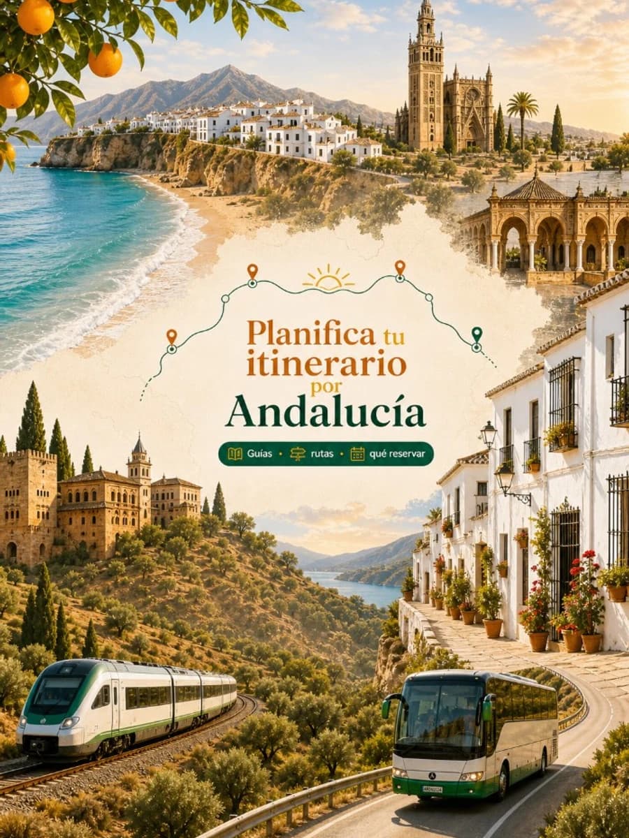 Ilustración: planifica tu itinerario por Andalucía con guías, rutas y reservas